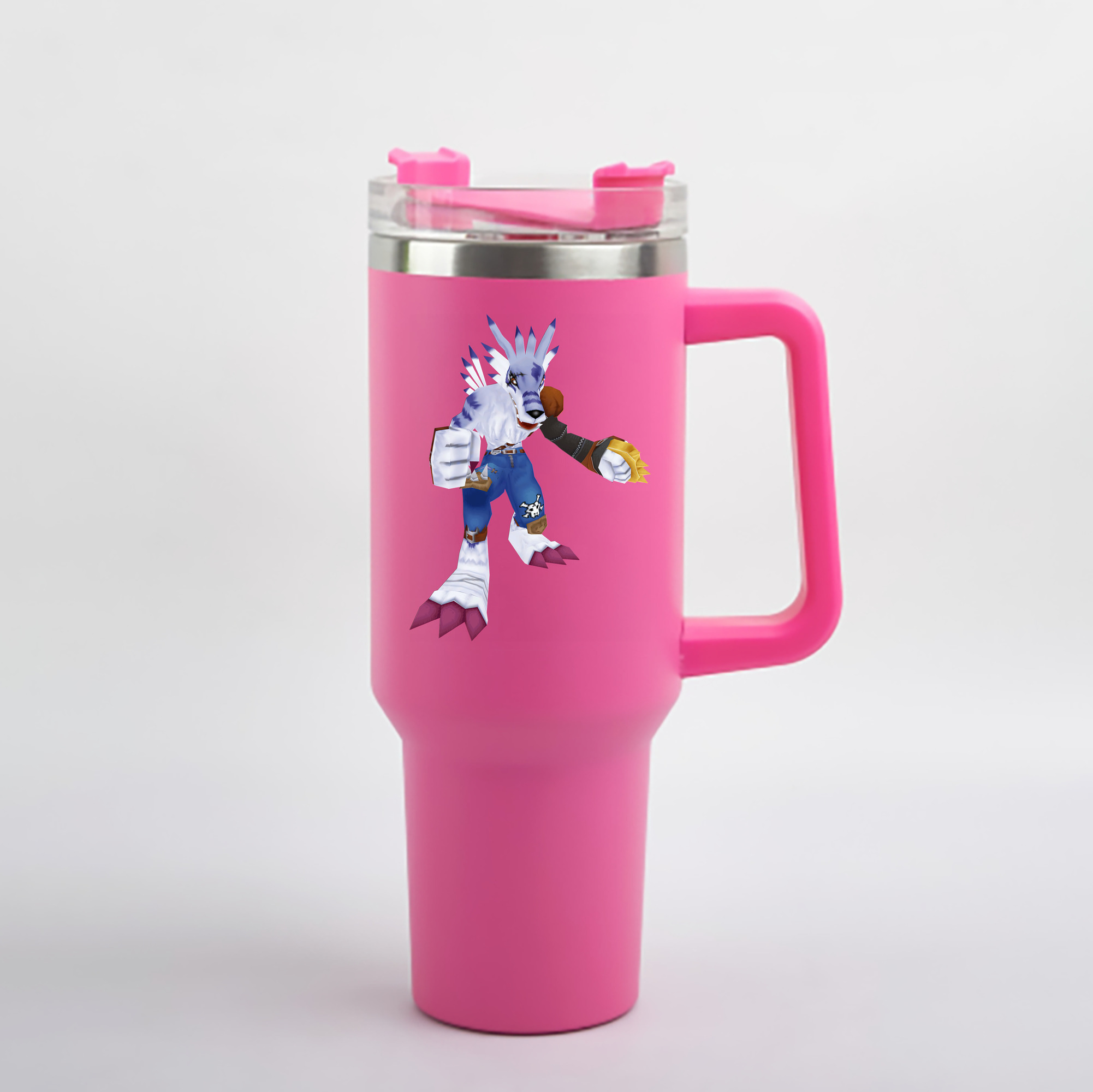 （画像用） Digimon デジタルモンスター/デジモン 1200mL車用タンブラー - クリスタルステッカー（プラスチックストロー付き）